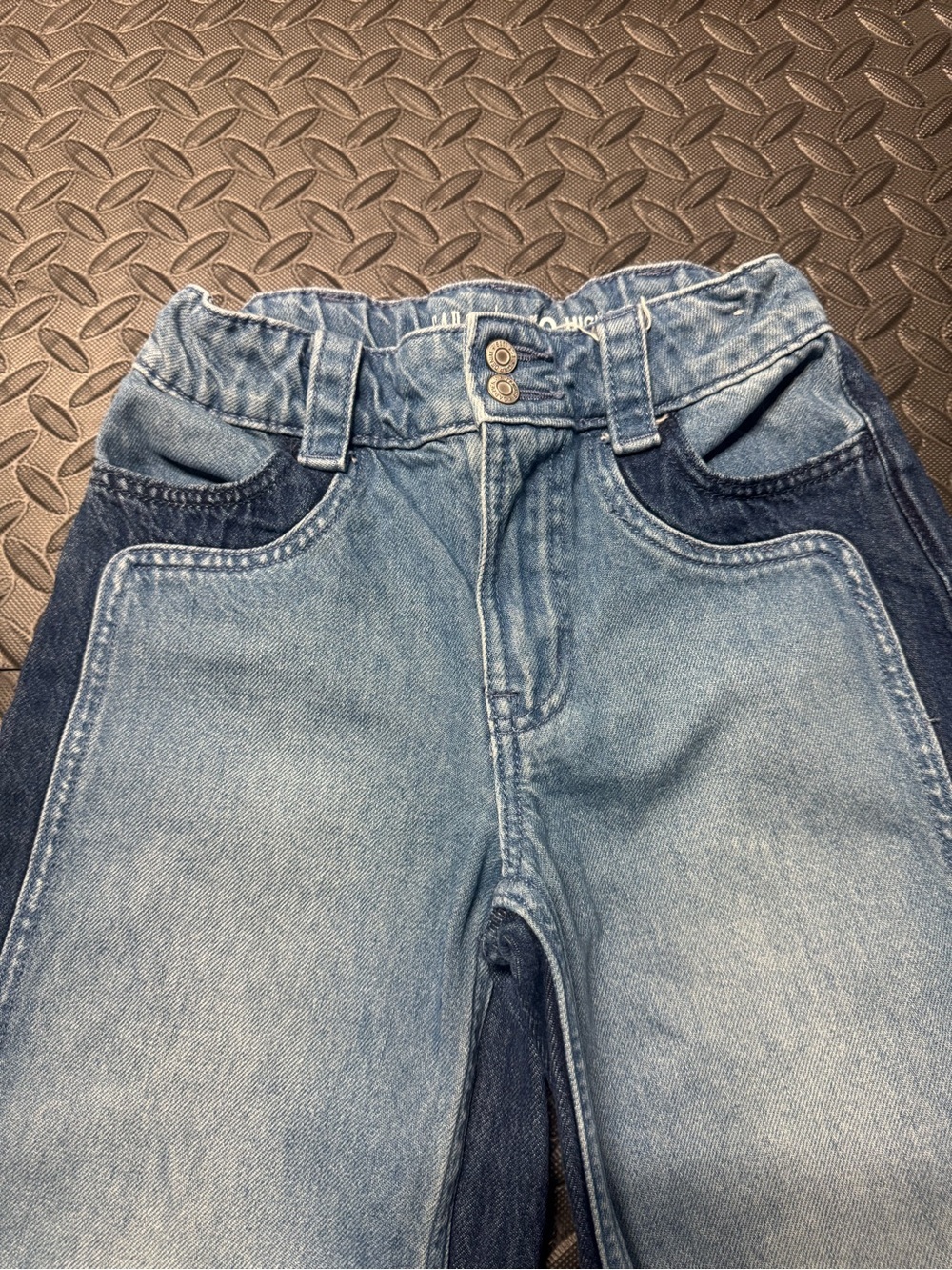 Gap Kids High Rise Wide Leg Jeans Girls Size 10 Two Tone Denim - Picture 7 of 13